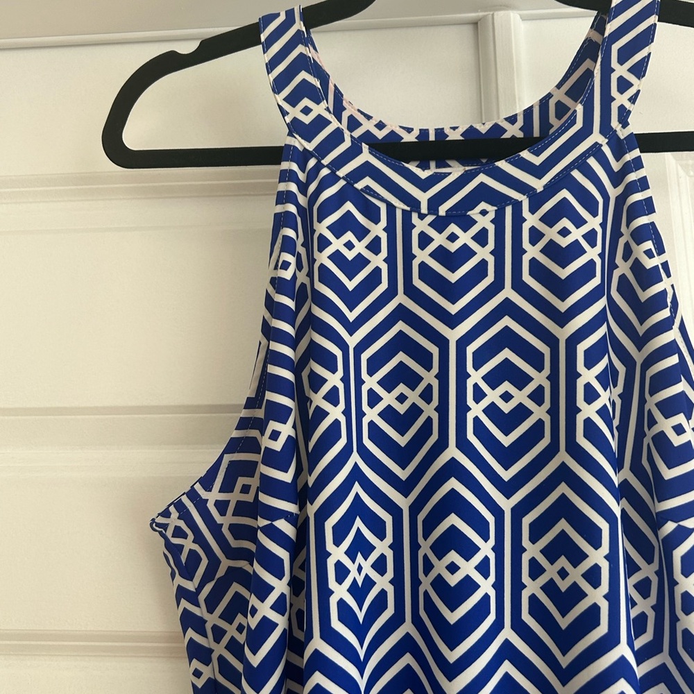 All for Colors Blue Geometric Print Dress - Size Large - Picture 5 of 8